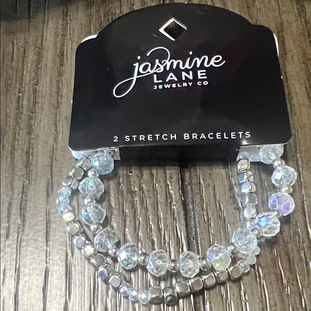 Jasmine Lane Silver And Iridescent Stretch Bracelets